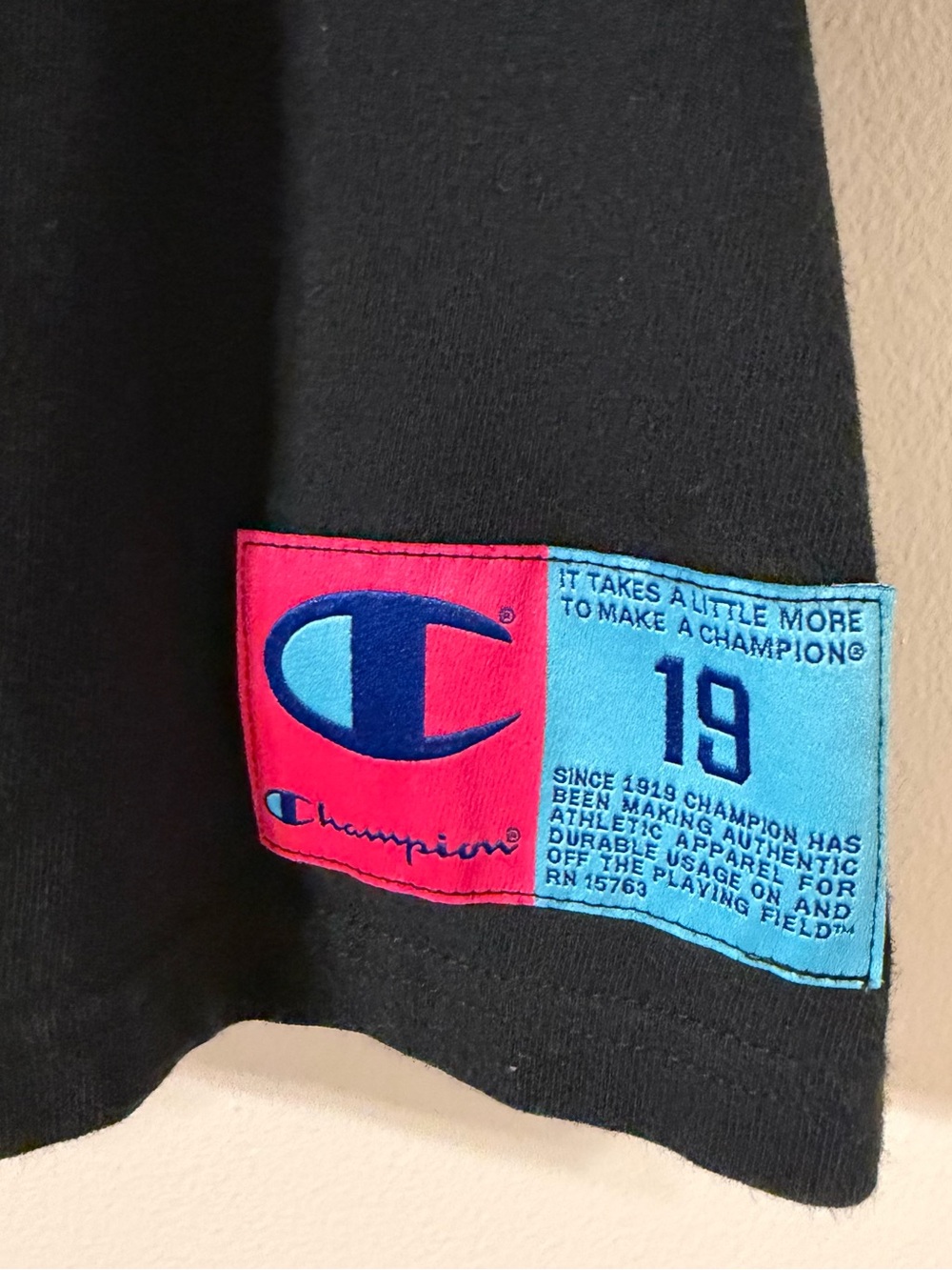 Champion Black Crop Tee with Logo Patch - Picture 2 of 7